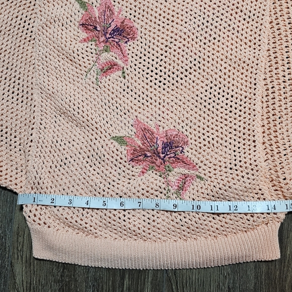 Anthropologie Pilcro Open Knit Dolman Sleeve Embroidered Floral Sweater  XXS - Picture 9 of 13